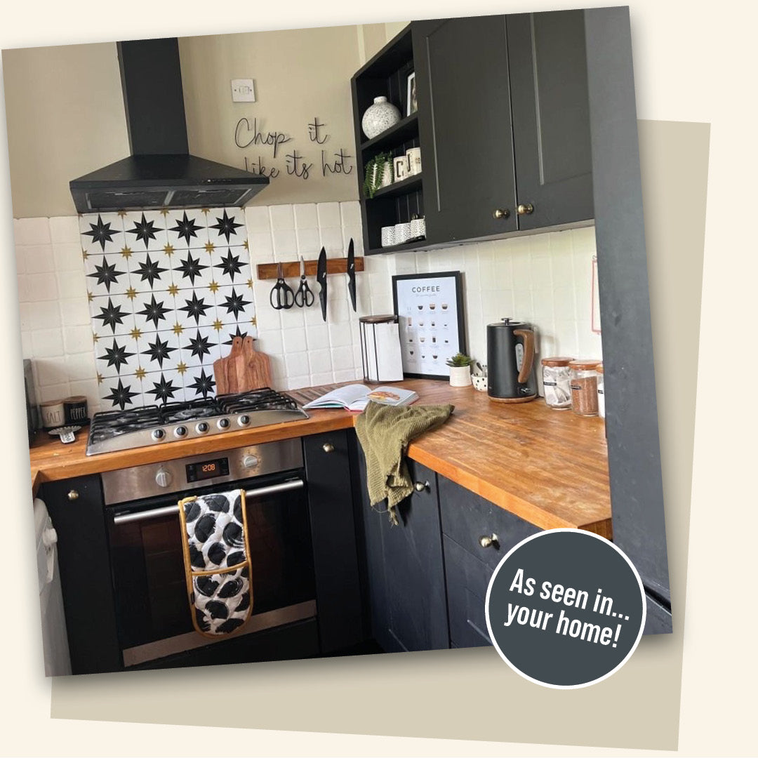 Customer's kitchen decorated with Drifting pale grey green paint from Zhoosh.