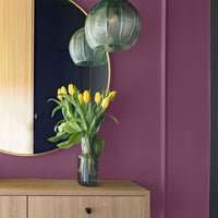 Hallway decorated in Plum Tree, a plum colour paint from Zhoosh.